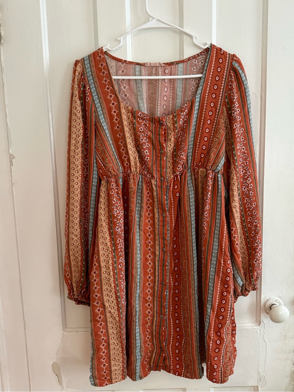 Orange Multi-Stripe Boho Tunic Dress with Pockets!!!